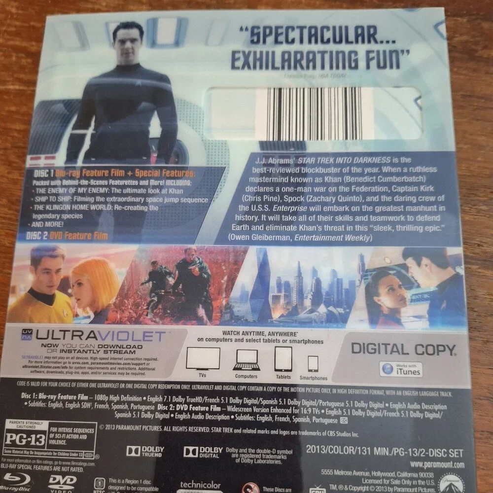Blu-Ray and DVD Star Trek Into The Darkness